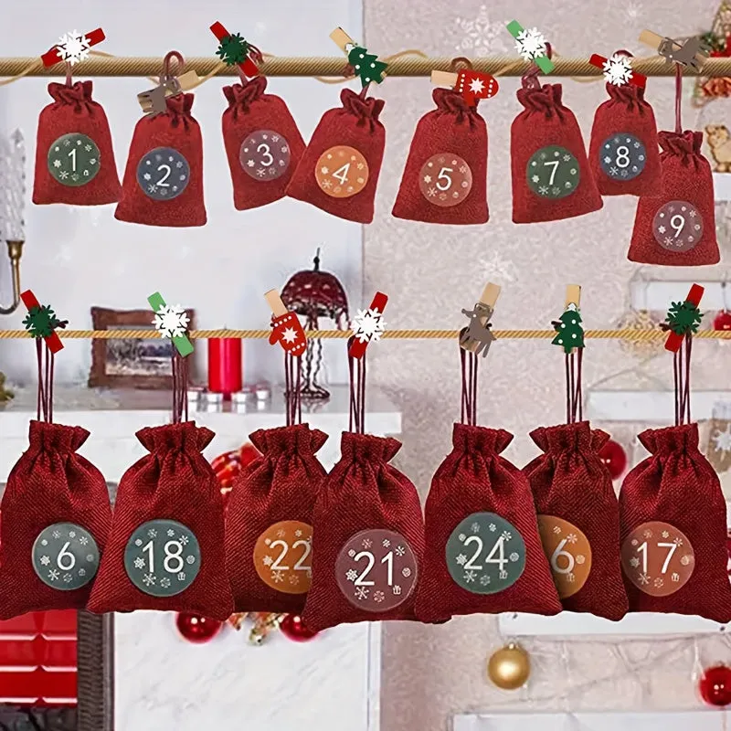 20-Pack Wooden Christmas Clip Charms - Festive Tree, Mitten, Reindeer, Snowflake Designs - Versatile Hanging Ornaments for Home, Wedding, Party Decor - No Electricity or Feathers Required