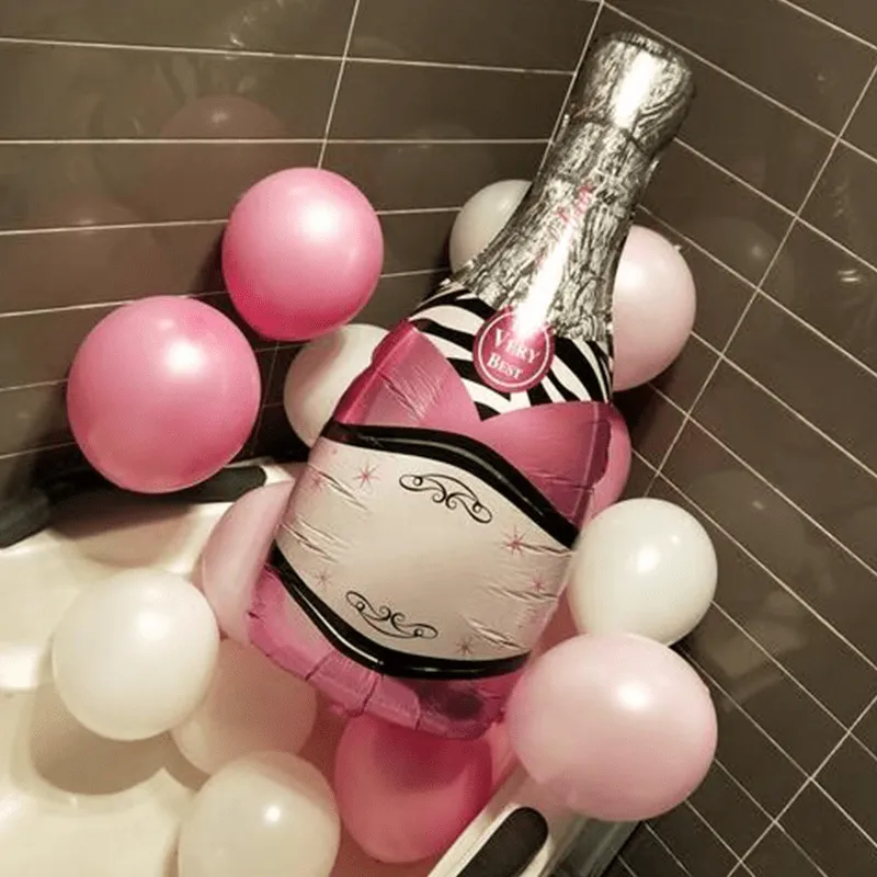 2pcs, Happy Birthday Champagne Bottle And Wine Glass Foil Balloons, Birthday Party Decorations, Photo Prop Decor, Celebration Decor, Birthday Gift, Atmosphere Arrangement, Home Decor, Scene Decor, Party Decor Supplies