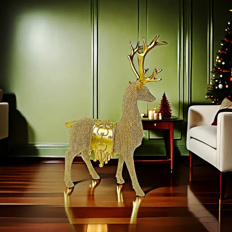 2pcs Set Large Reindeer Figurines for Christmas & New Year - Perfect for Weddings, Office Desk, and Home Decor - Ideal Living Room Accent & Cozy Gift