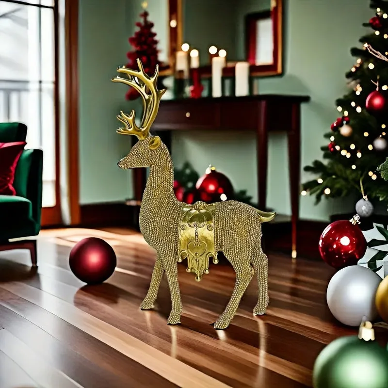 2pcs Set Large Reindeer Figurines for Christmas & New Year - Perfect for Weddings, Office Desk, and Home Decor - Ideal Living Room Accent & Cozy Gift