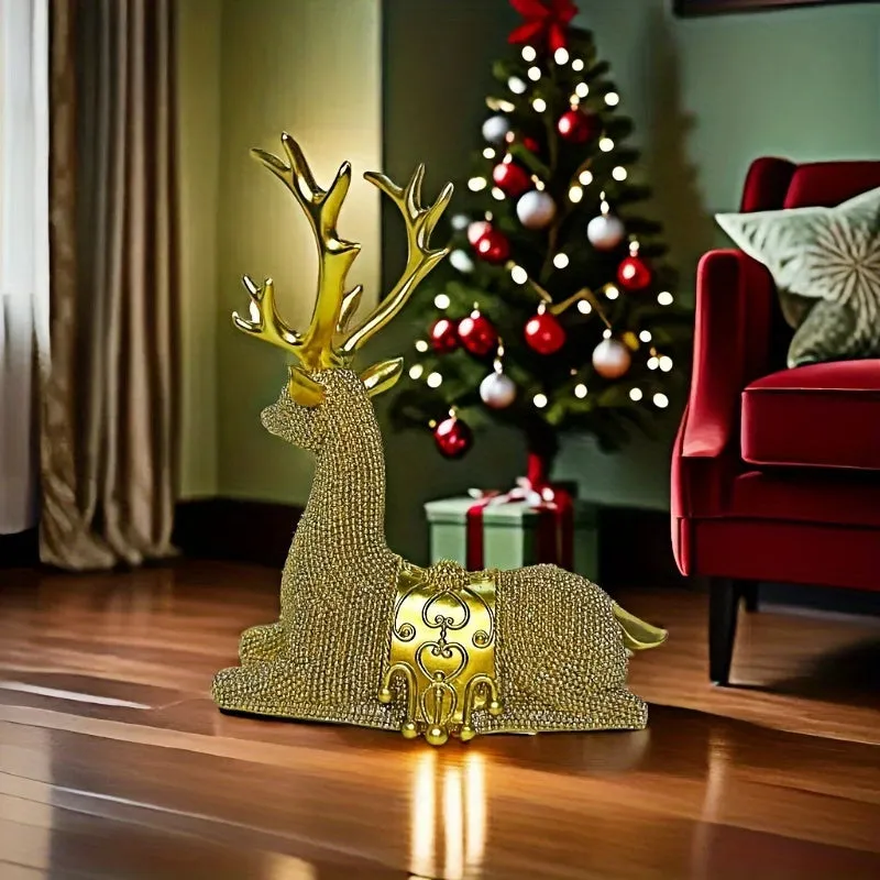 2pcs Set Large Reindeer Figurines for Christmas & New Year - Perfect for Weddings, Office Desk, and Home Decor - Ideal Living Room Accent & Cozy Gift