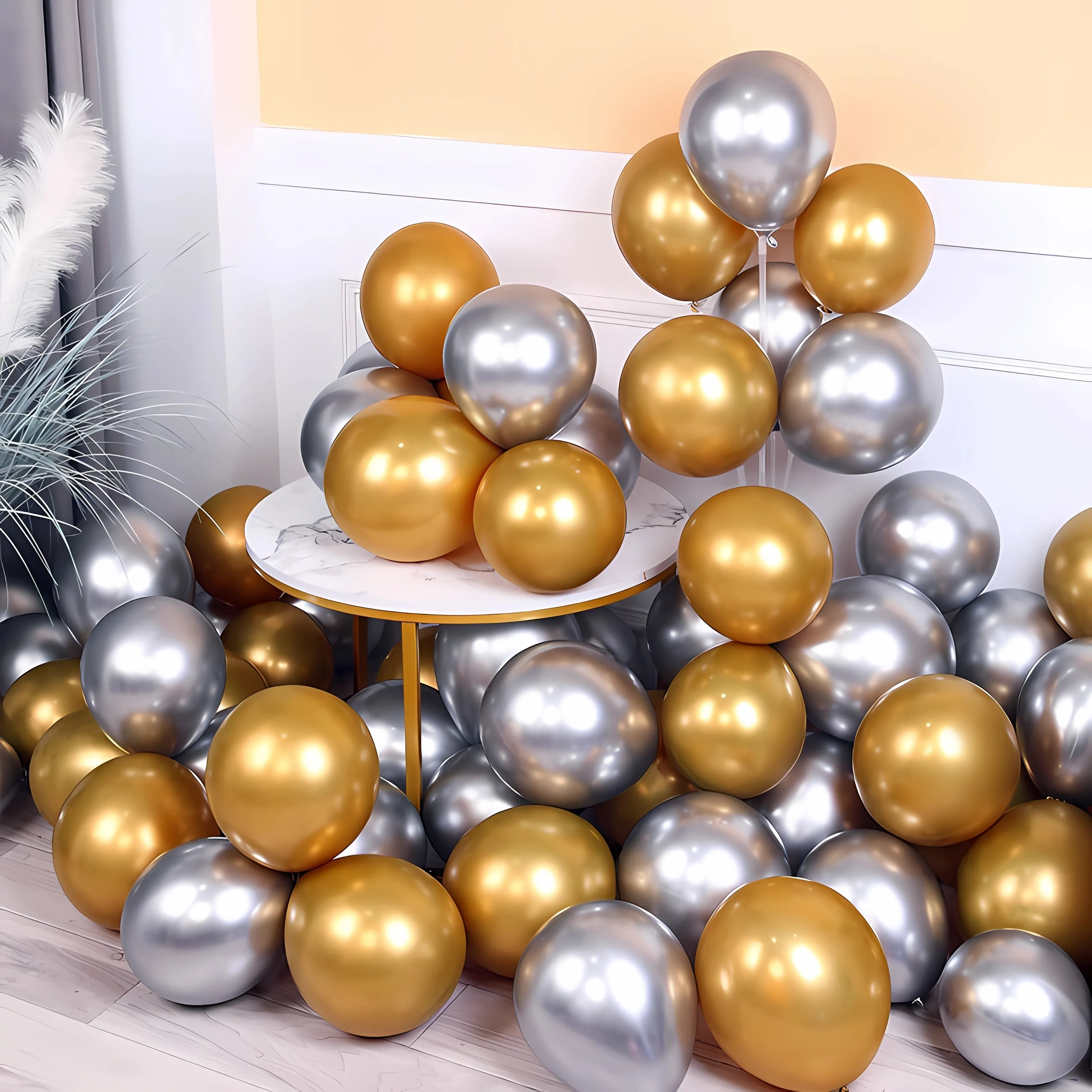 30pcs Metallic Chrome Latex Balloons - Perfect For Weddings, Graduations, Anniversaries, & More For Halloween Christmas Christmas, Halloween, Thanksgiving Day Gift