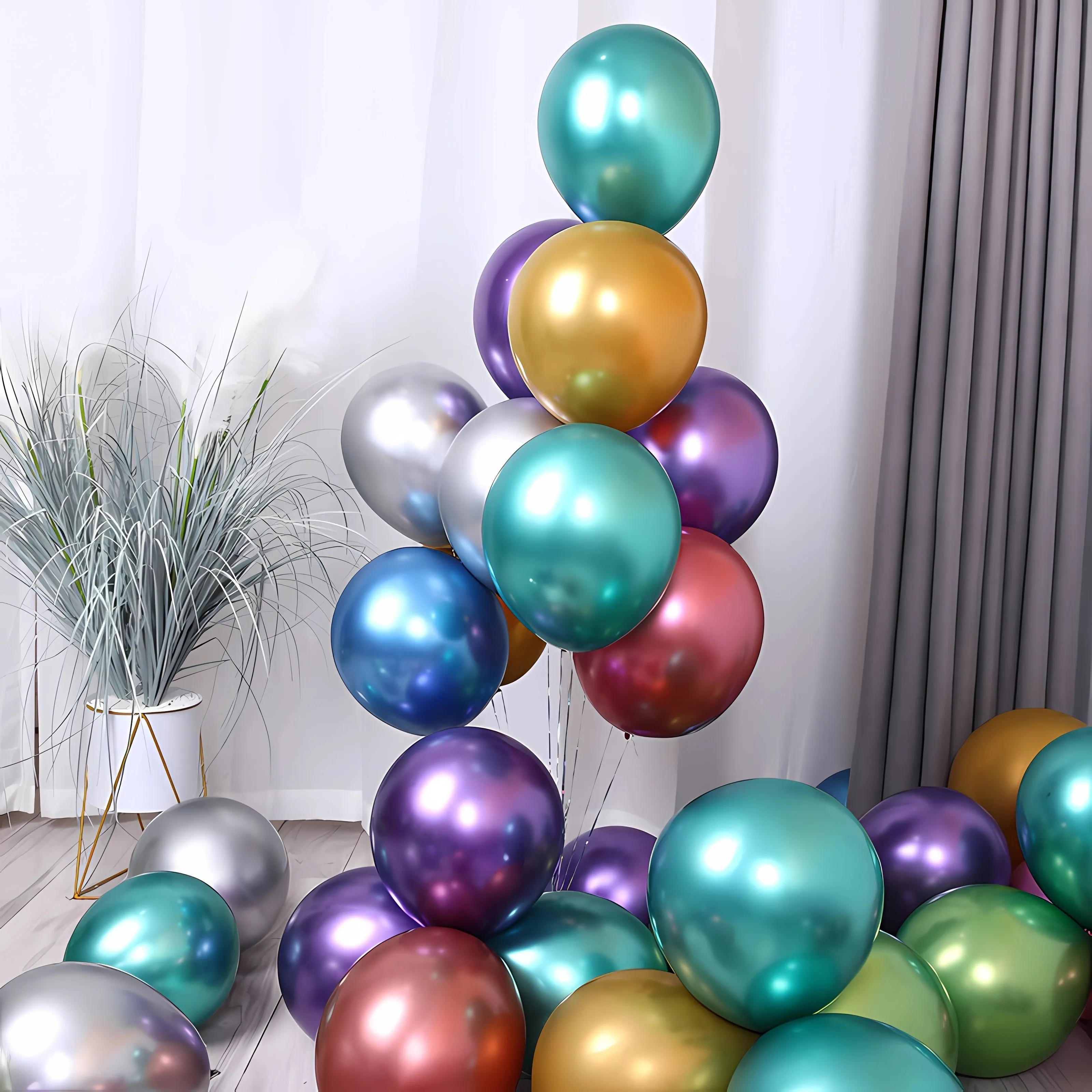 30pcs Metallic Chrome Latex Balloons - Perfect For Weddings, Graduations, Anniversaries, & More For Halloween Christmas Christmas, Halloween, Thanksgiving Day Gift