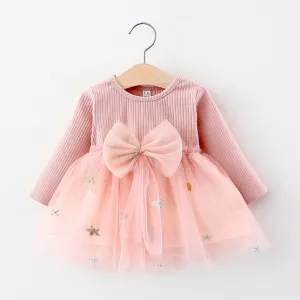 875 Children's Dress Baby Skirt Little Children's Clothing Long Sleeve Mesh Spliced Princess Dress Base Skirt Delivery