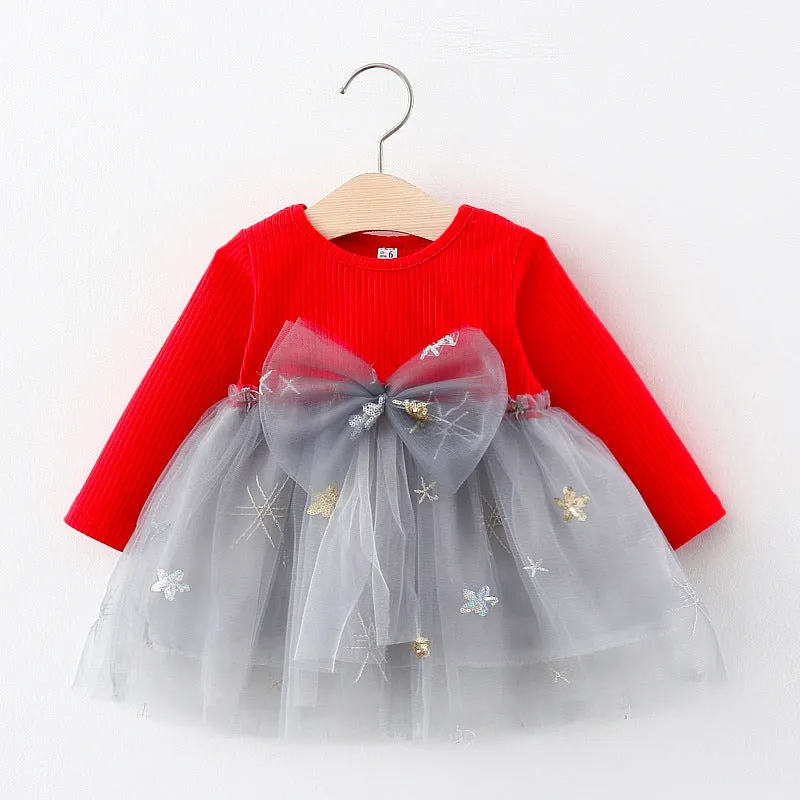 875 Children's Dress Baby Skirt Little Children's Clothing Long Sleeve Mesh Spliced Princess Dress Base Skirt Delivery