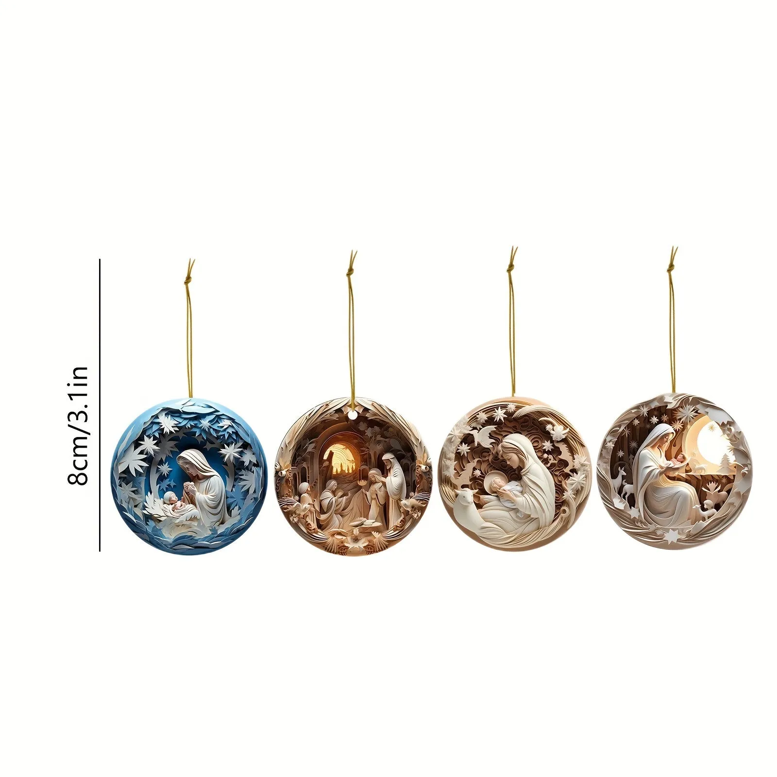 8Pcs Nativity Scene Ornaments Christmas Tree Ornaments Set Birth Of Hanging Decorations Holy Religious Gifts Nativity Scene Gifts