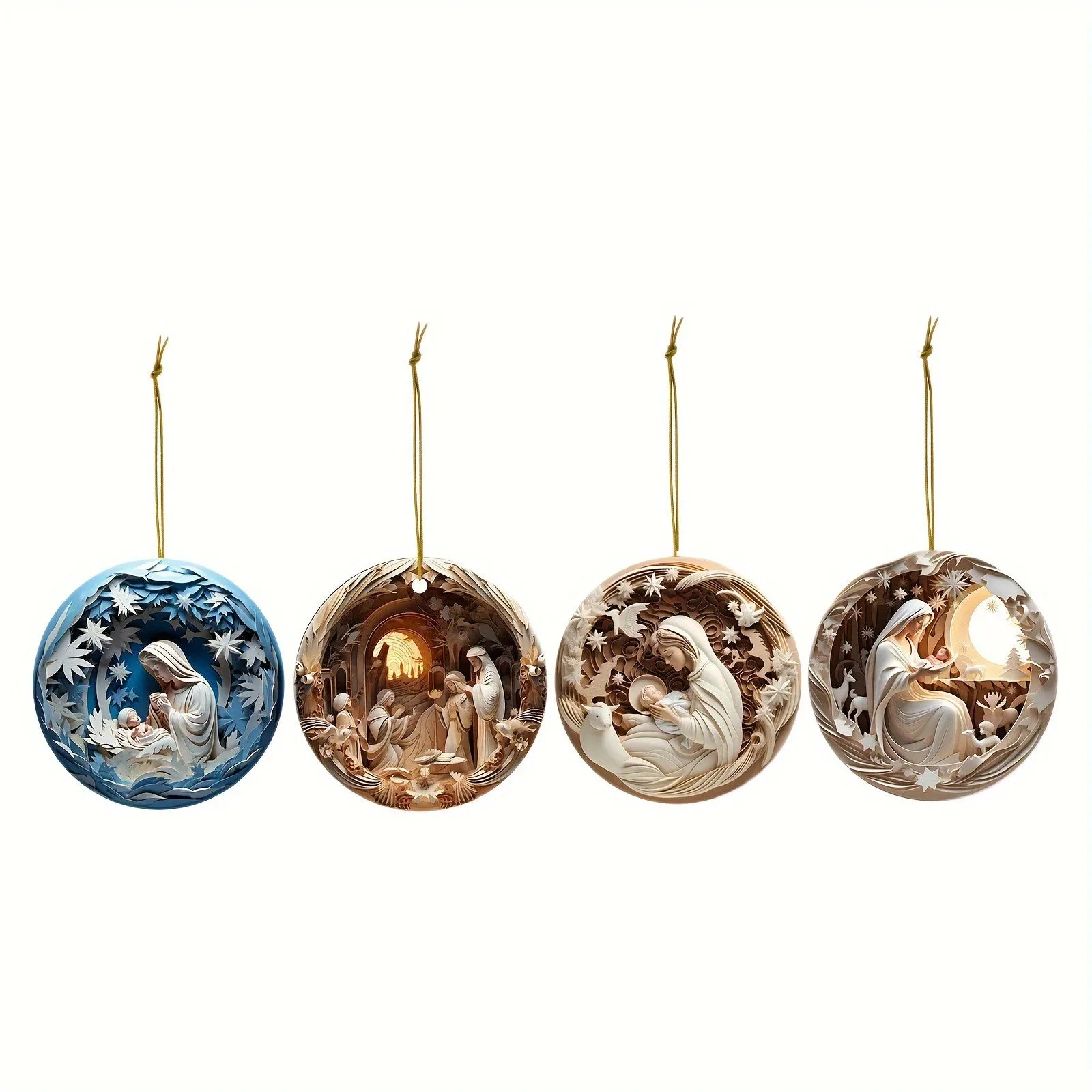 8Pcs Nativity Scene Ornaments Christmas Tree Ornaments Set Birth Of Hanging Decorations Holy Religious Gifts Nativity Scene Gifts