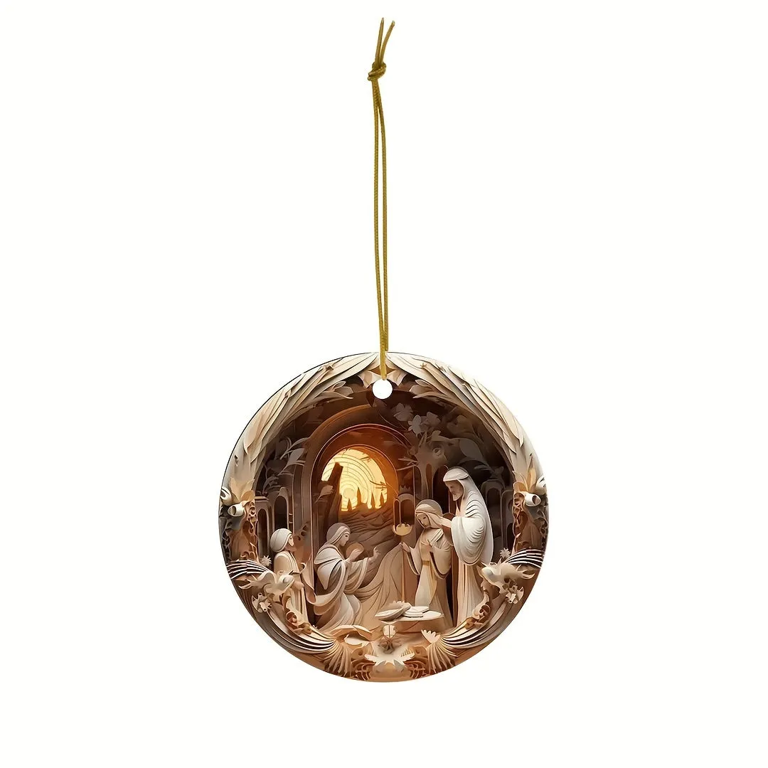 8Pcs Nativity Scene Ornaments Christmas Tree Ornaments Set Birth Of Hanging Decorations Holy Religious Gifts Nativity Scene Gifts