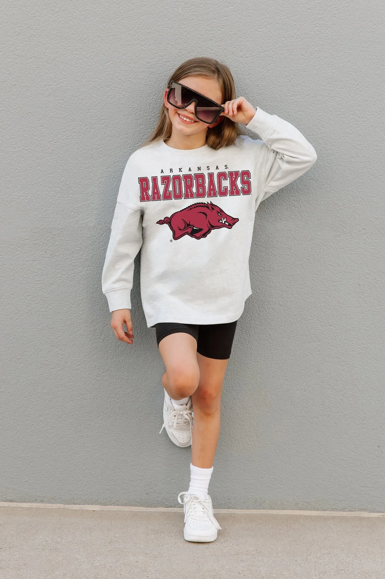 ARKANSAS RAZORBACKS BIG GOALS KIDS DROP SHOULDER LONG SLEEVE TEE