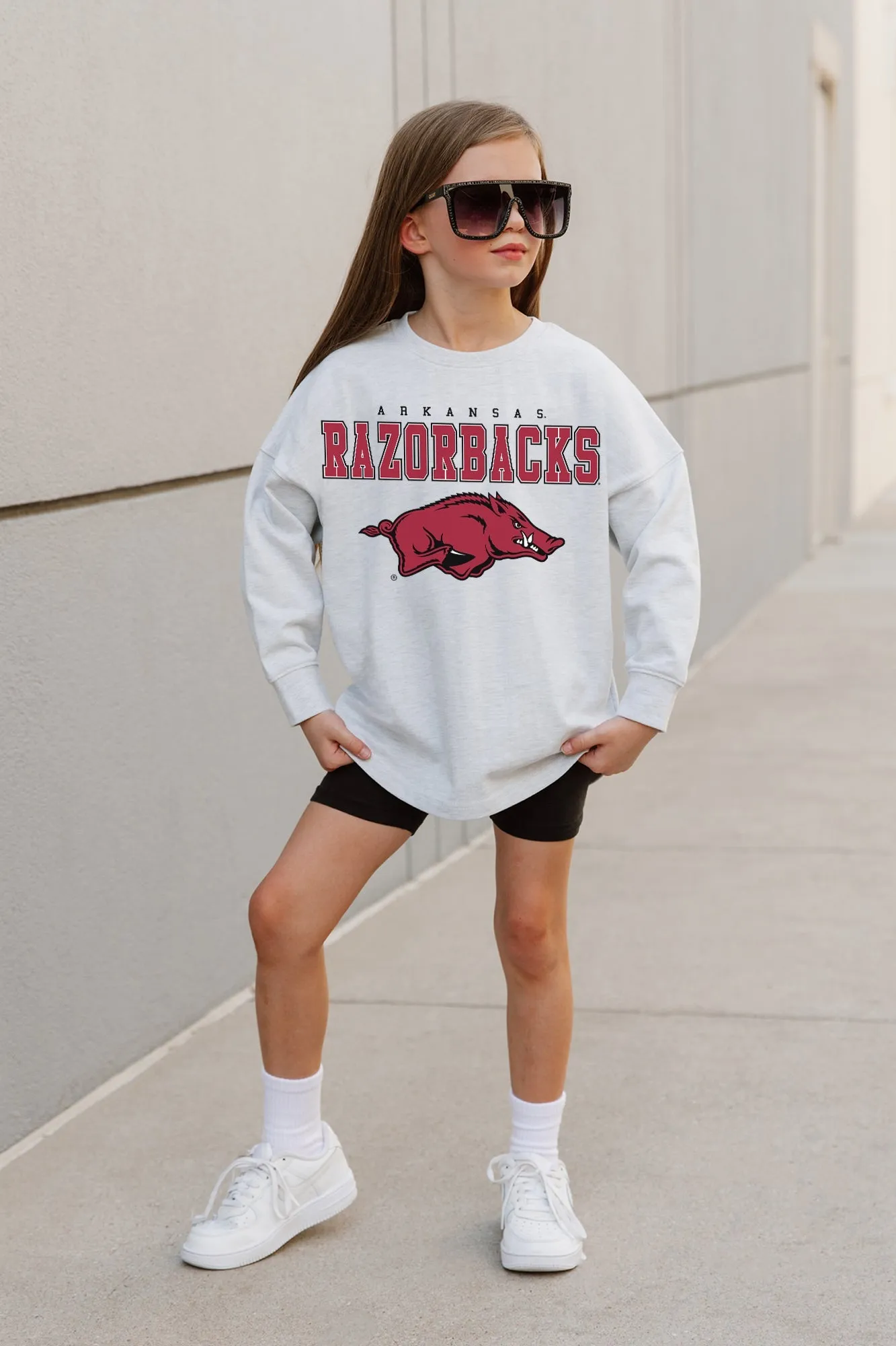 ARKANSAS RAZORBACKS BIG GOALS KIDS DROP SHOULDER LONG SLEEVE TEE