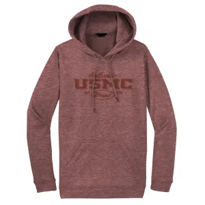 Authentic Puff USMC Adult Hoodie-Heathered Maroon