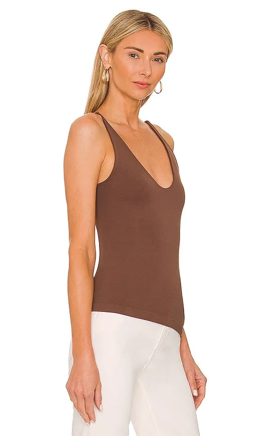 Free People Seamless V Neck Cami in Chocolate