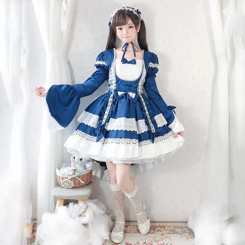 Kawaii Lolita OP Ruffles Maid Dresses