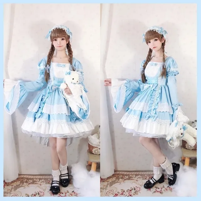 Kawaii Lolita OP Ruffles Maid Dresses