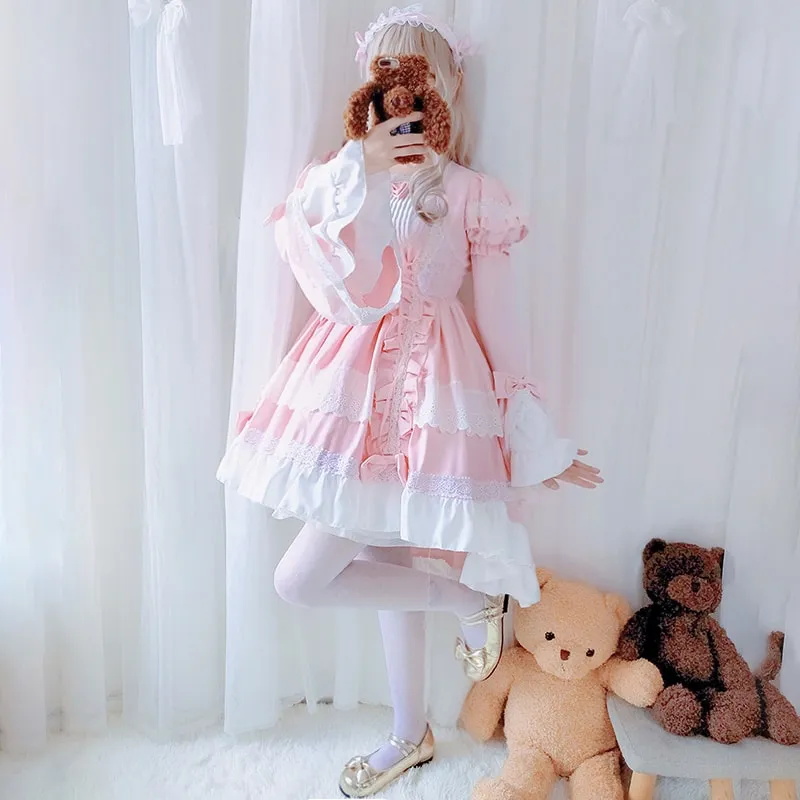 Kawaii Lolita OP Ruffles Maid Dresses