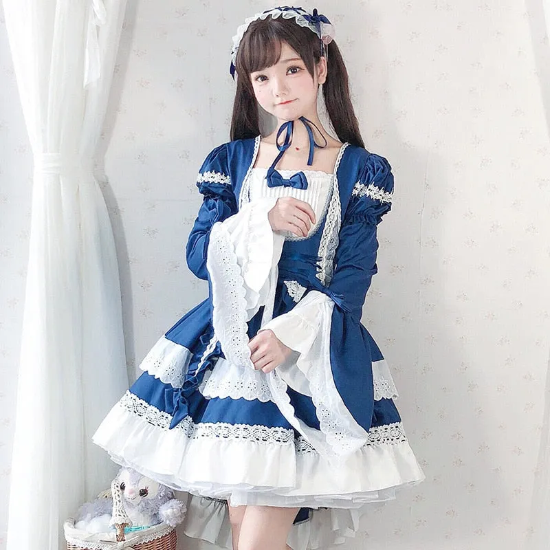 Kawaii Lolita OP Ruffles Maid Dresses