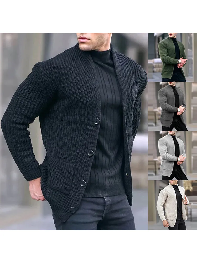 Solid Color Pocket Button Cardigan Sweaters