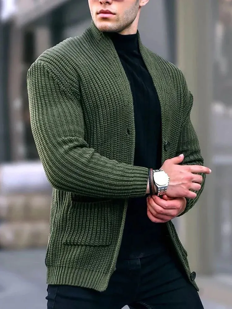 Solid Color Pocket Button Cardigan Sweaters