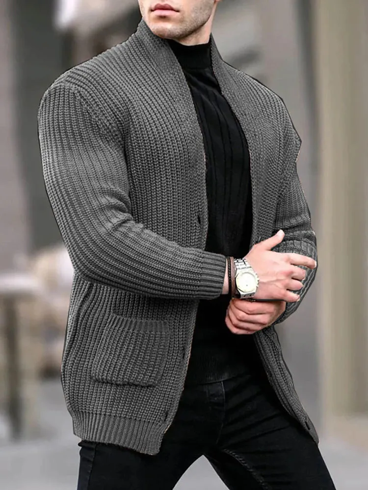 Solid Color Pocket Button Cardigan Sweaters