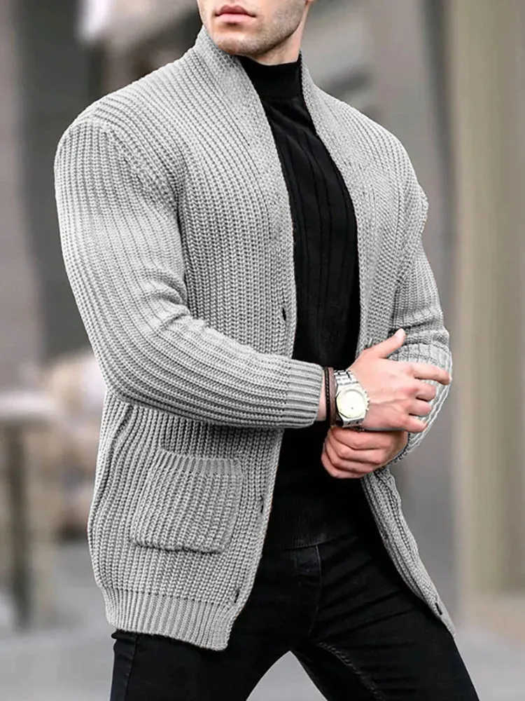 Solid Color Pocket Button Cardigan Sweaters
